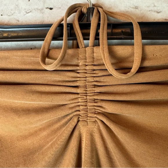 rag & bone New York Women's XS Christy Modal Halter Top Light Brown Tie Neck - Picture 5 of 8